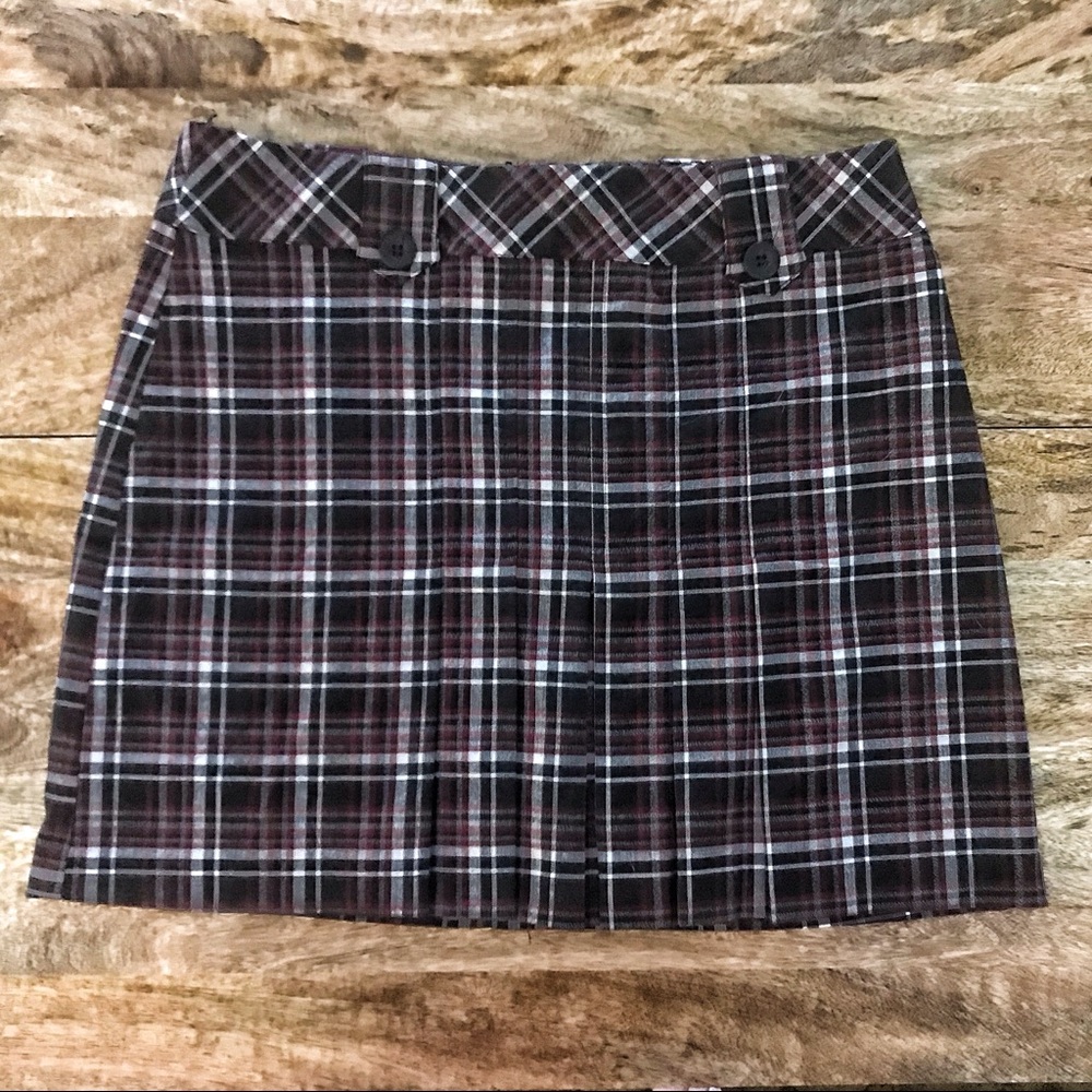 Vintage School Girl Mini Skirt Kilt Front Pleat M
